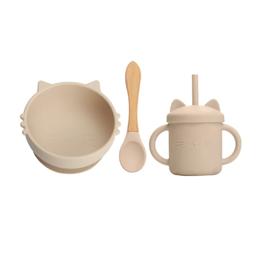 Baby & Toddler Cat Feeding Set - Beige