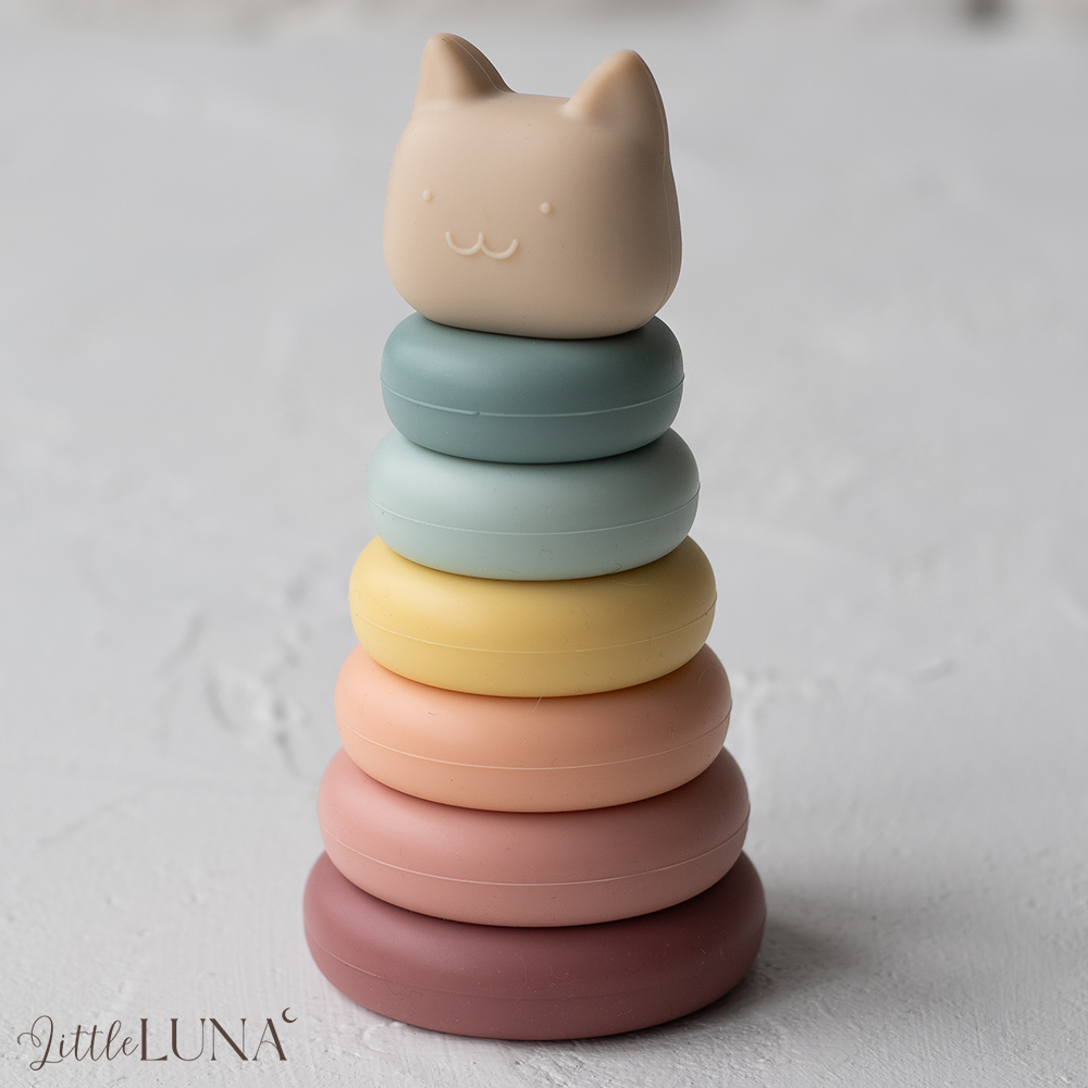 Stacking Rainbow Cat Baby Teething Toy