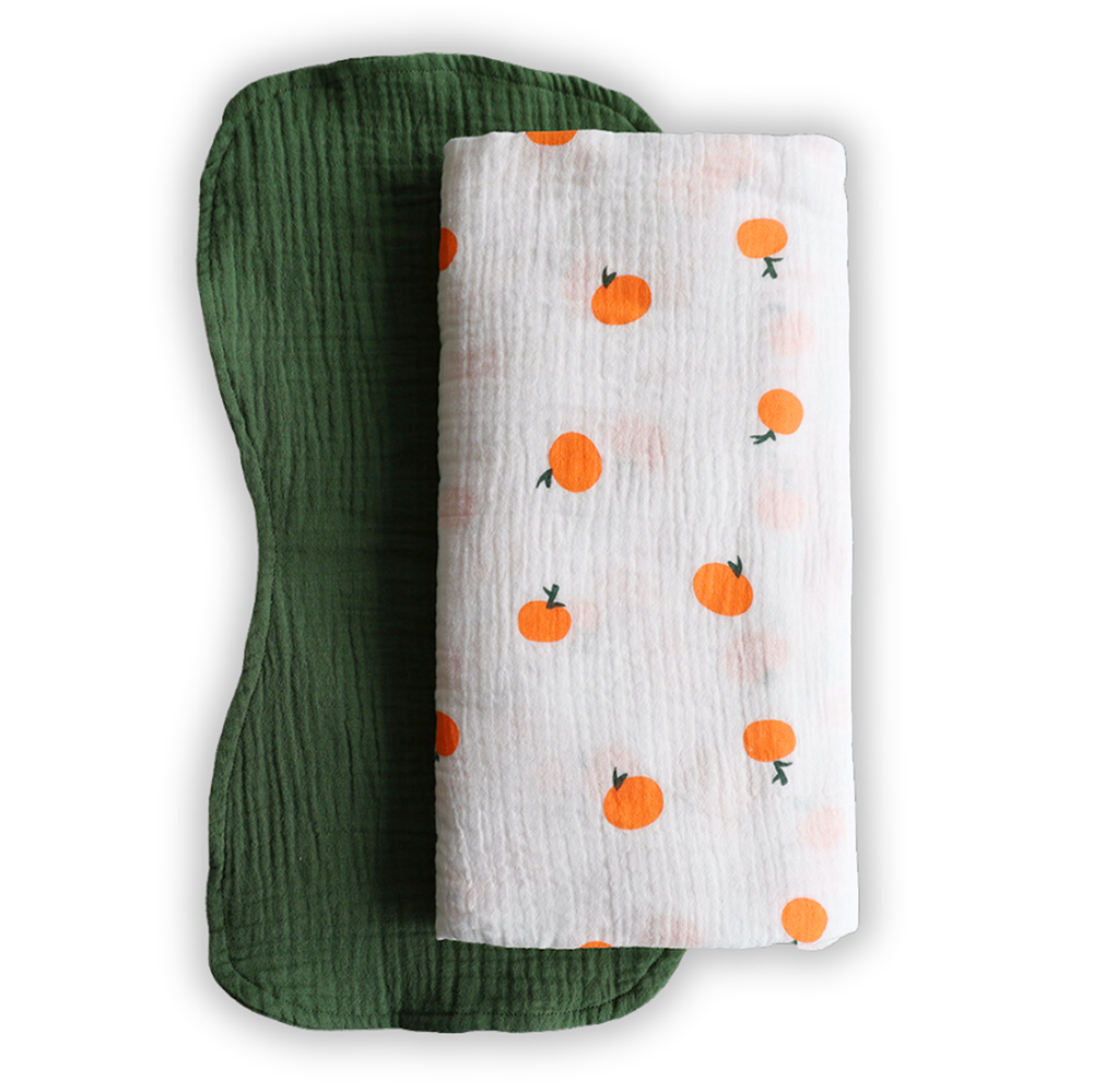 Swaddle Blanket & Burp Cloth - Oranges