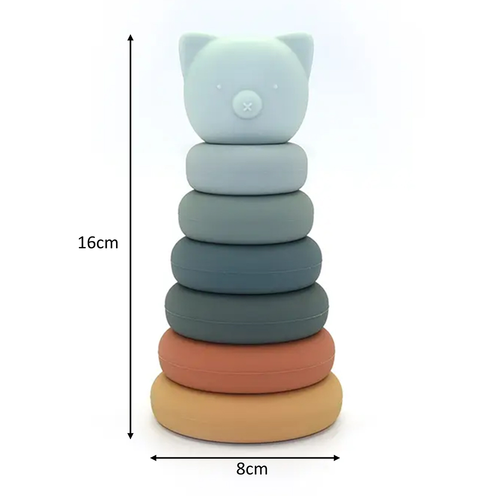 Stacking Animal Baby Teething Toy - Blue/Orange Bear