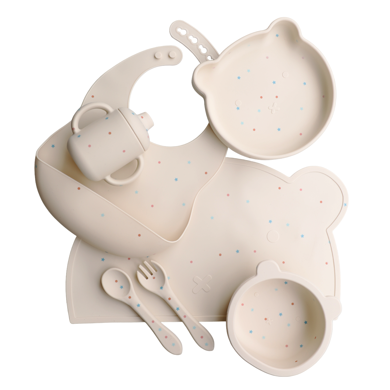 Teddy Bear Baby & Toddler Feeding Set (7pc) - Cream