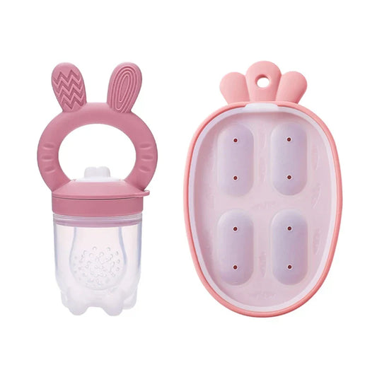 Cooling Teething Pacifier with Freezing Tray - Dark Pink