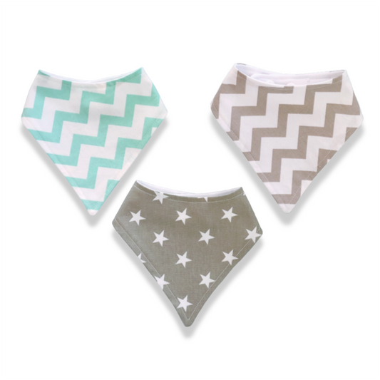 Dribble Bibs - Grey & Green - 3 Pack