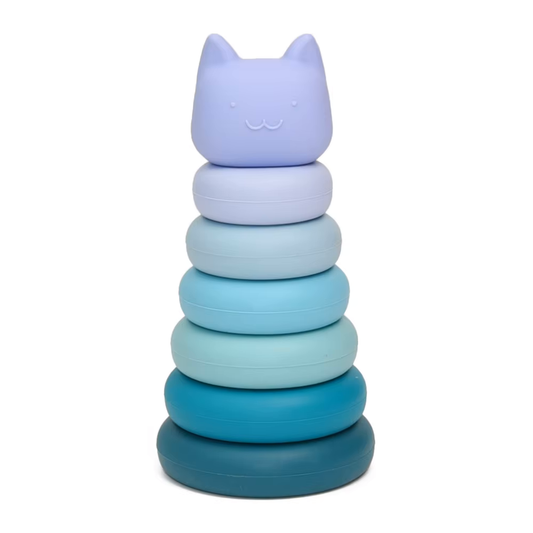 Stacking Animal Baby Teething Toy - Purple/Blue Cat