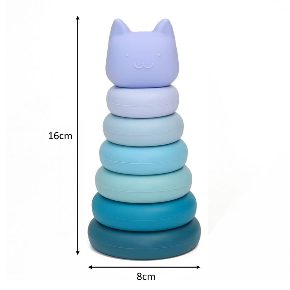 Stacking Animal Baby Teething Toy - Purple/Blue Cat