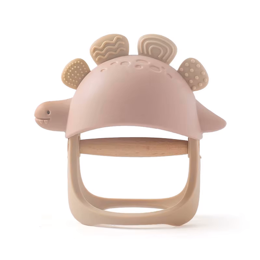 Dinosaur Teething Glove - Light Pink