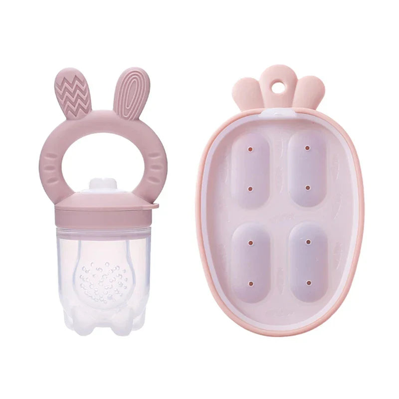 Cooling Teething Pacifier with Freezing Tray - Light Pink