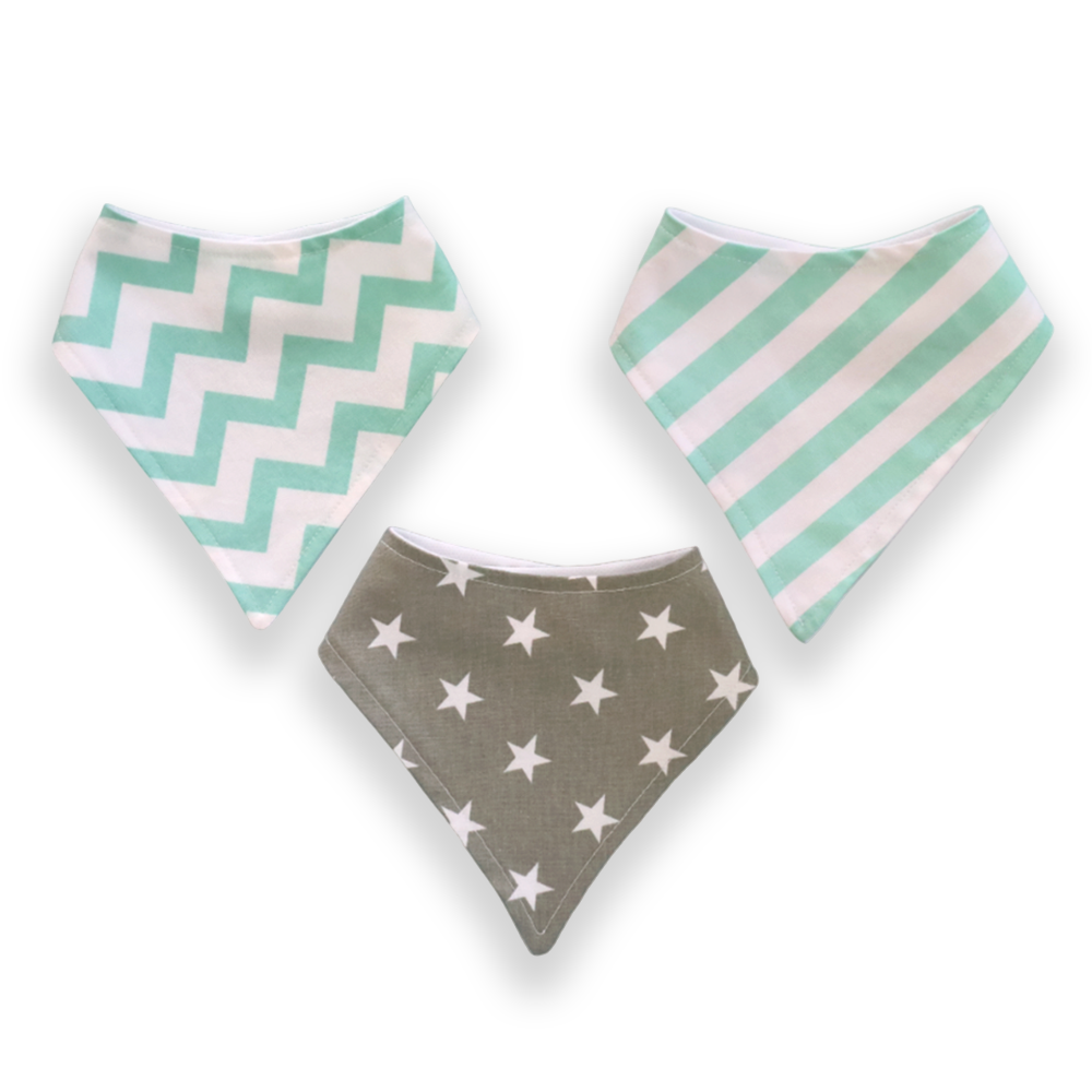 Dribble Bibs - Green & Grey - 3 Pack