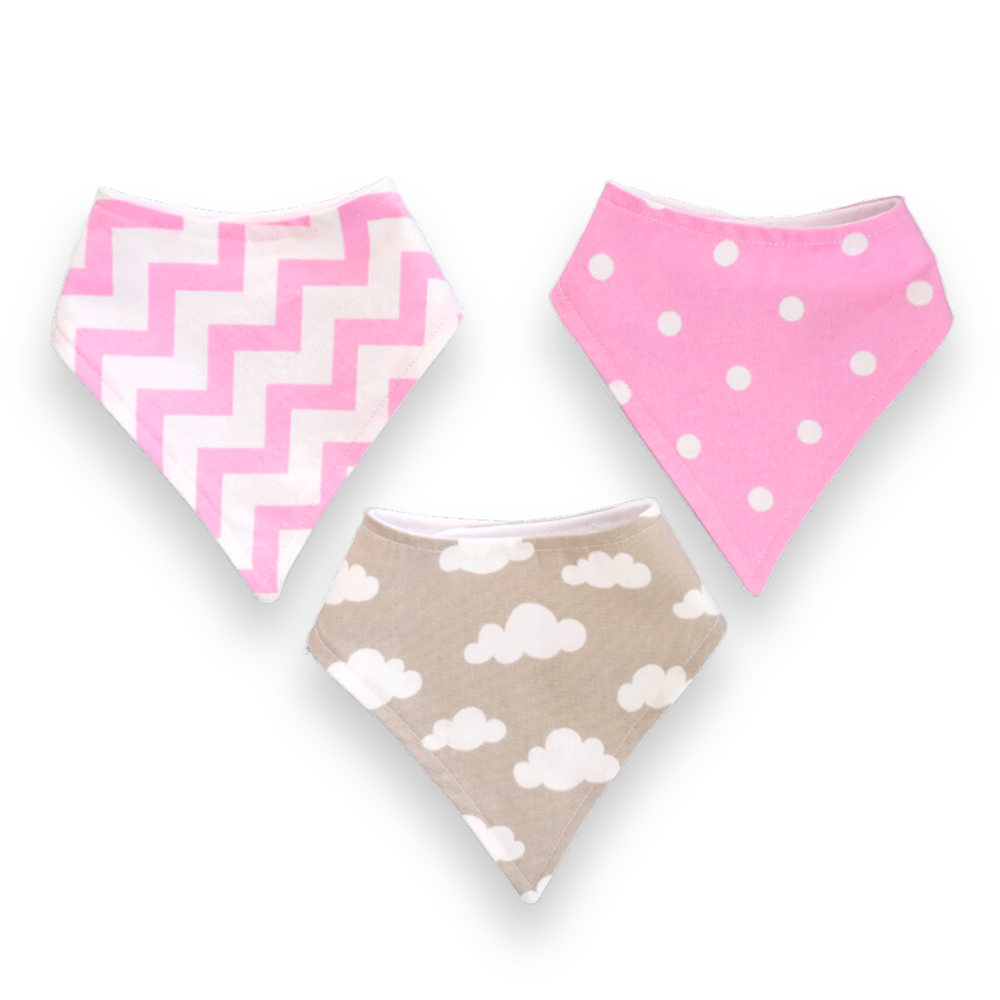 Dribble Bibs - Pink & Grey - 3 Pack