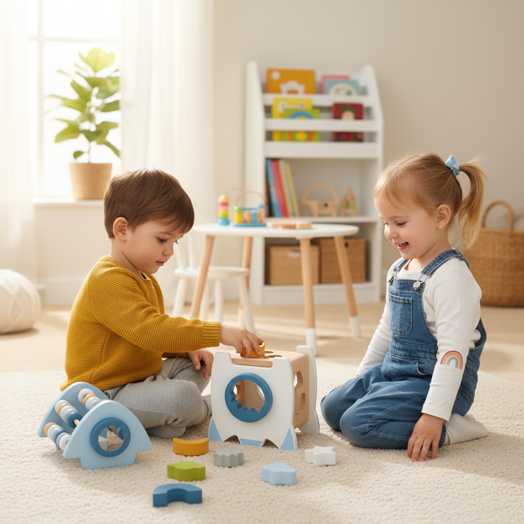 Wooden Rocket Activity Toy