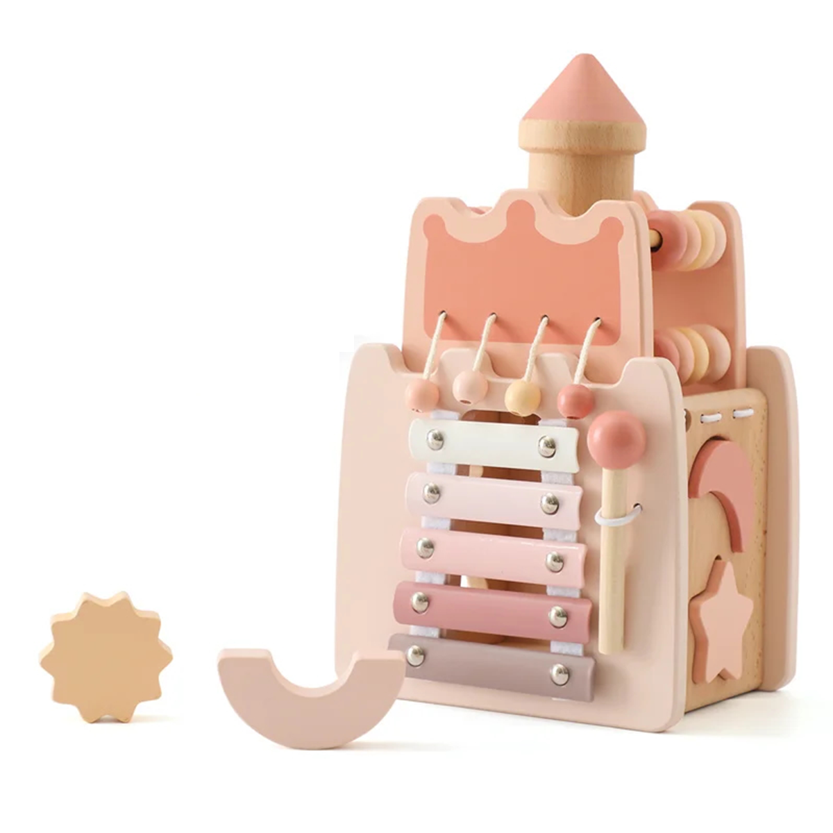 Wooden Pink Castle Activity Toy