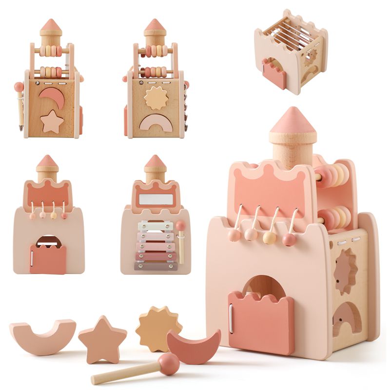Wooden Pink Castle Activity Toy