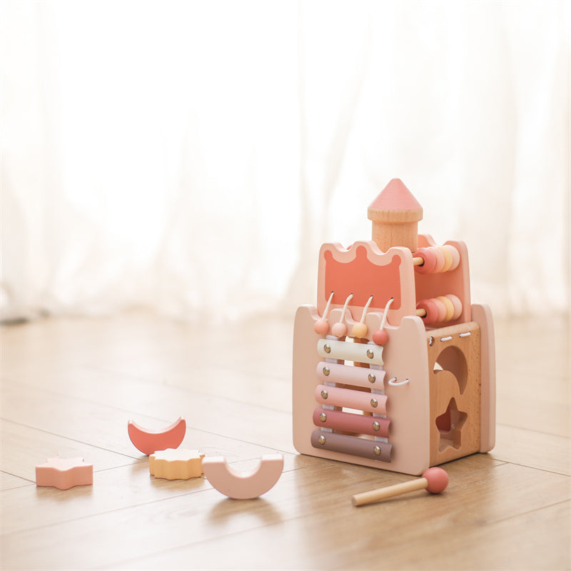 Wooden Pink Castle Activity Toy