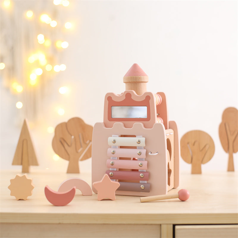 Wooden Pink Castle Activity Toy