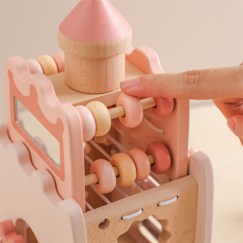 Wooden Pink Castle Activity Toy