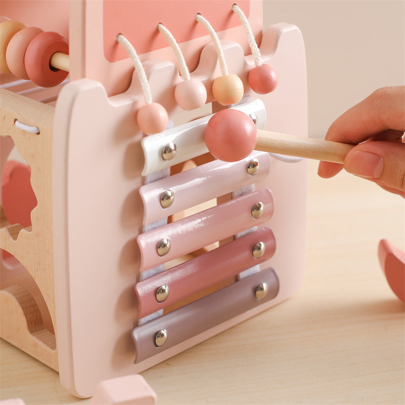 Wooden Pink Castle Activity Toy