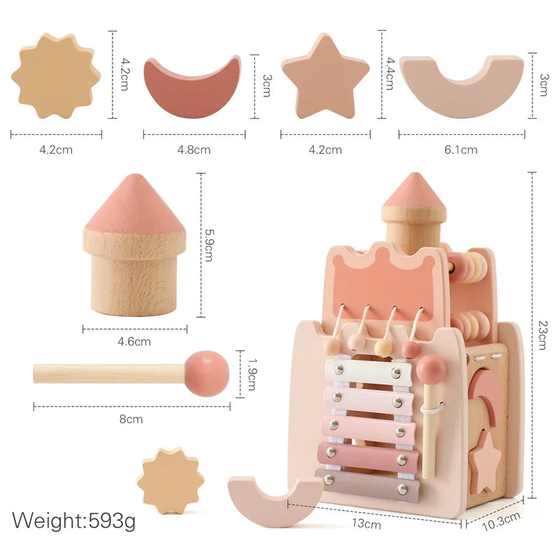 Wooden Pink Castle Activity Toy