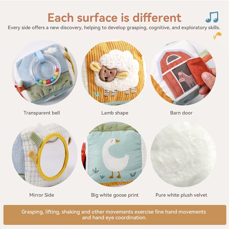 Soft Farm Sensory Activity Baby Block