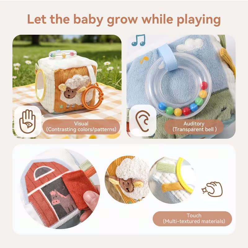 Soft Farm Sensory Activity Baby Block