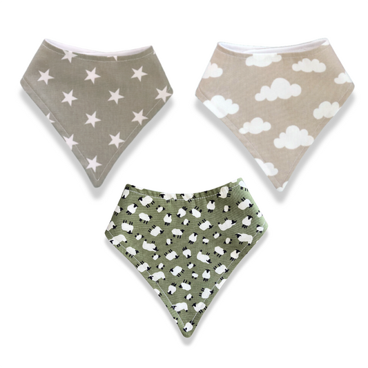 Dribble Bibs - Sheep & Grey - 3 Pack