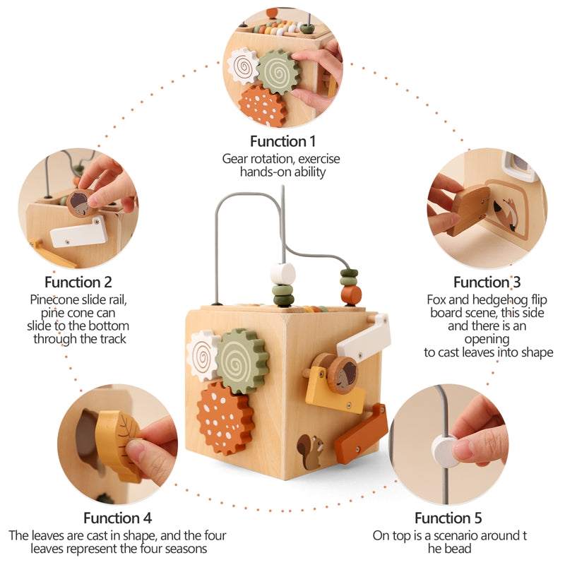 Toddlers Wooden Forest-Themed Activity Cognitive Cube