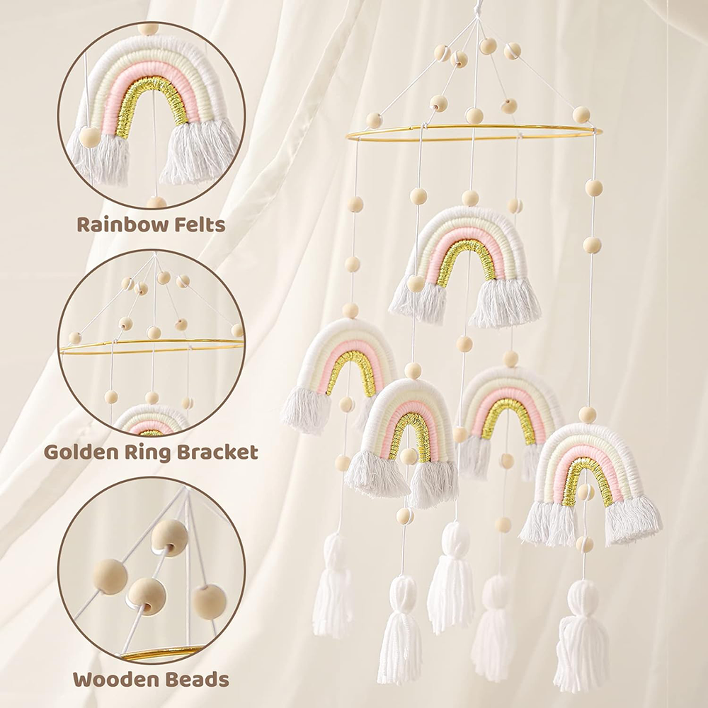 Rainbow Baby Mobile - White & Pink