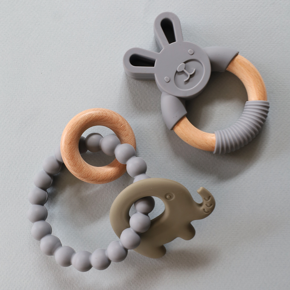 Baby Teething Ring Bundle - Grey