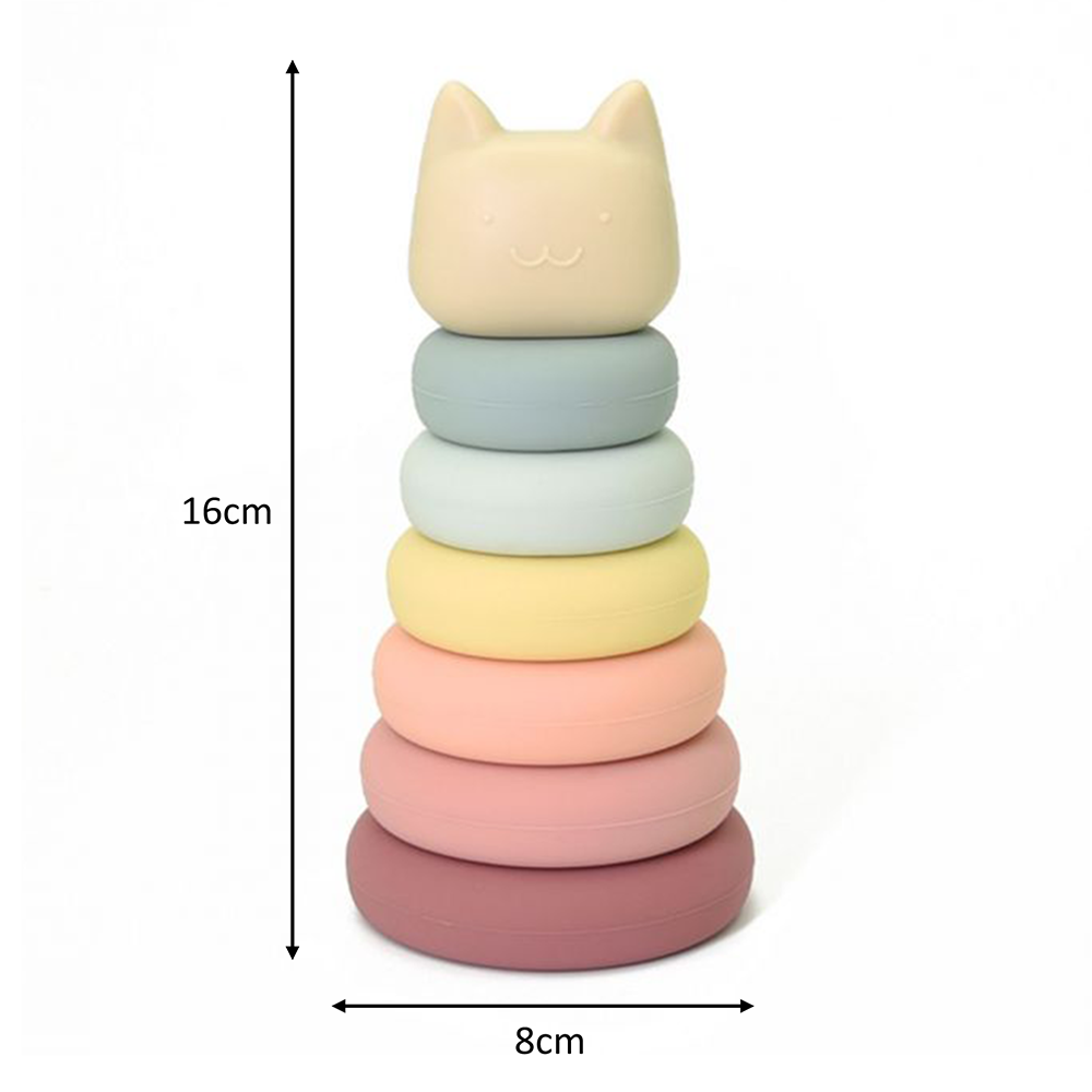 Stacking Rainbow Cat Baby Teething Toy