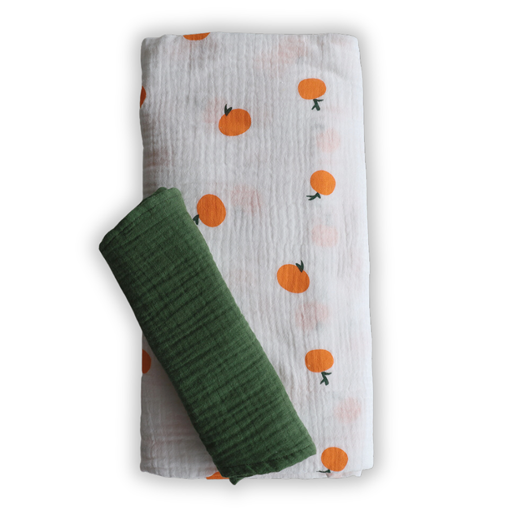 Swaddle Blanket & Burp Cloth - Oranges