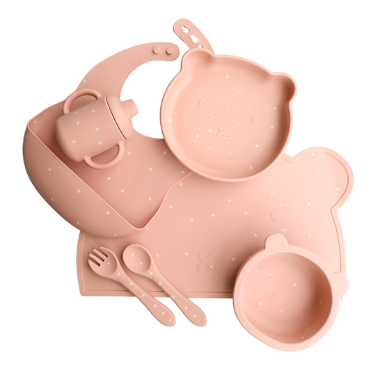 Teddy Bear Feeding Set (7pc) - Pink