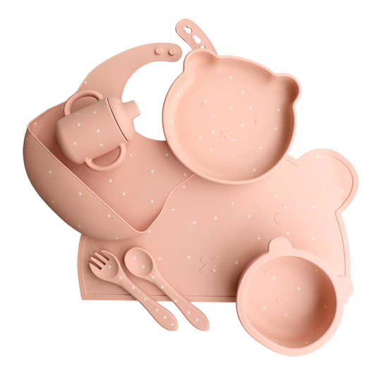 Teddy Bear Baby & Toddler Feeding Set (7pc) - Pink