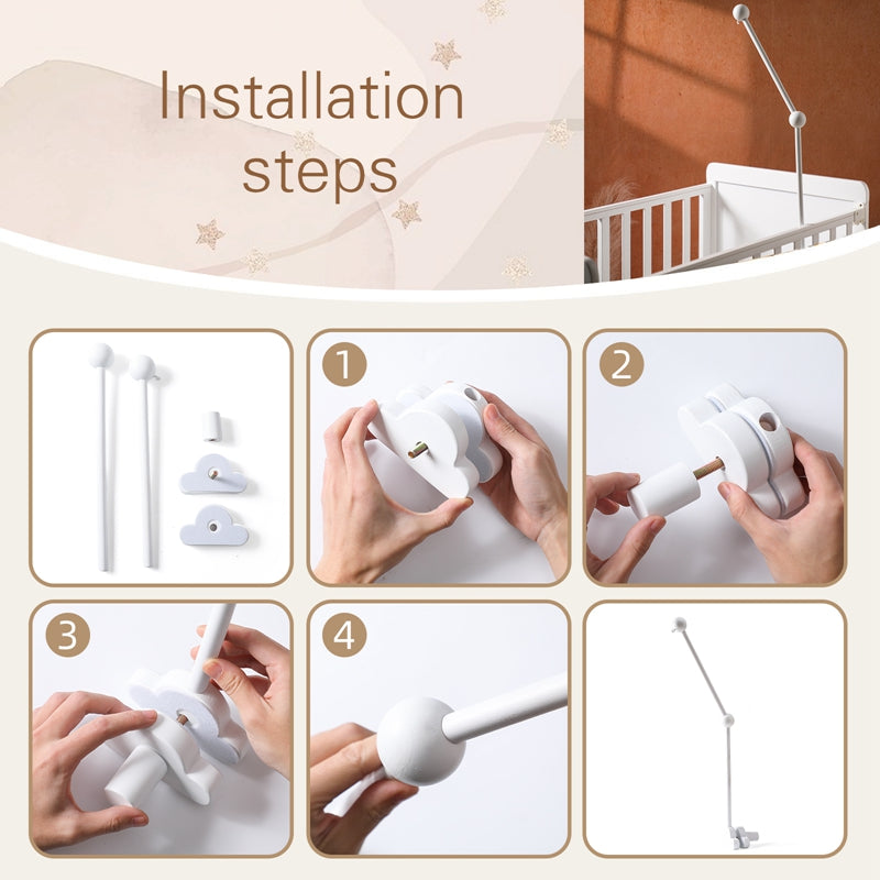 White Cloud-Design Baby Crib Mobile Arm