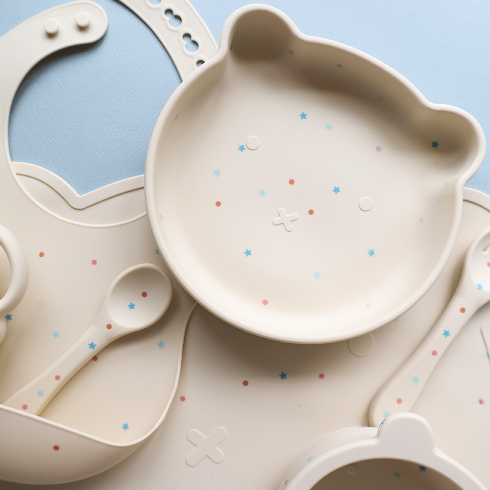 Teddy Bear Baby & Toddler Feeding Set (7pc) - Cream