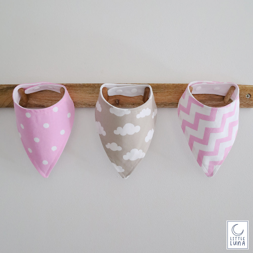 Dribble Bibs - Pink & Grey - 3 Pack